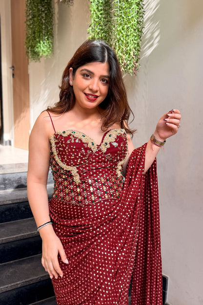 Umaira Hand Embroidered Corset Drape Saree