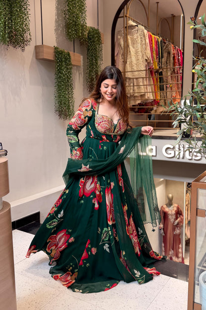 Eshal Floral Embroidered Voluminous Anarkali