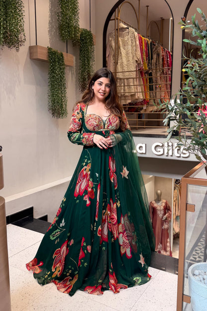Eshal Floral Embroidered Voluminous Anarkali